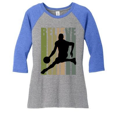 Retro Basketball Player Coach Coaching Cool Vintage Cute Gift Women's Tri-Blend 3/4-Sleeve Raglan Shirt