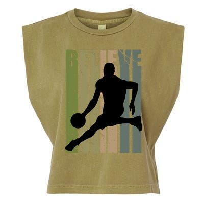 Retro Basketball Player Coach Coaching Cool Vintage Cute Gift Garment-Dyed Women's Muscle Tee