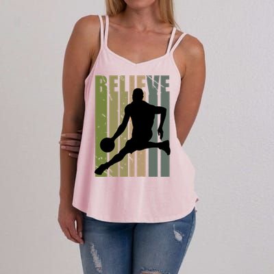 Retro Basketball Player Coach Coaching Cool Vintage Cute Gift Women's Strappy Tank