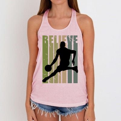 Retro Basketball Player Coach Coaching Cool Vintage Cute Gift Women's Knotted Racerback Tank