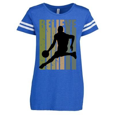 Retro Basketball Player Coach Coaching Cool Vintage Cute Gift Enza Ladies Jersey Football T-Shirt