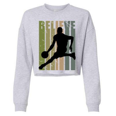 Retro Basketball Player Coach Coaching Cool Vintage Cute Gift Cropped Pullover Crew