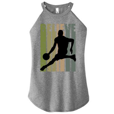 Retro Basketball Player Coach Coaching Cool Vintage Cute Gift Women's Perfect Tri Rocker Tank