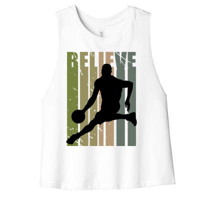 Retro Basketball Player Coach Coaching Cool Vintage Cute Gift Women's Racerback Cropped Tank