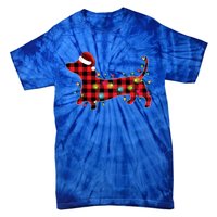 Red Buffalo Plaid Dachshund Christmas Tree Lights Pajama Gift Tie-Dye T-Shirt