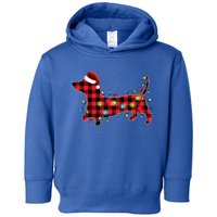 Red Buffalo Plaid Dachshund Christmas Tree Lights Pajama Gift Toddler Hoodie