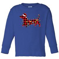 Red Buffalo Plaid Dachshund Christmas Tree Lights Pajama Gift Toddler Long Sleeve Shirt