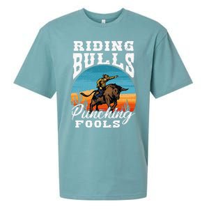 Riding Bulls Punching Fools  Cowboy Rodeo & Ranch Lovers Sueded Cloud Jersey T-Shirt