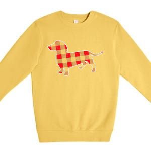 Red Buffalo Plaid Dachshund Dog Xmas Holiday Wiener Premium Crewneck Sweatshirt