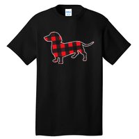 Red Buffalo Plaid Dachshund Dog Xmas Holiday Wiener Tall T-Shirt