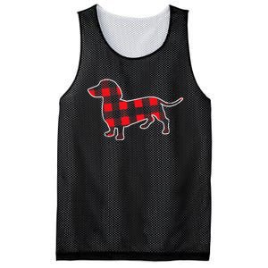 Red Buffalo Plaid Dachshund Dog Xmas Holiday Wiener Mesh Reversible Basketball Jersey Tank