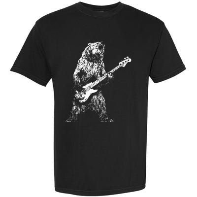 Retro Bear Playing Bass Guitar Bear Guitarist Music Lovers Garment-Dyed Heavyweight T-Shirt