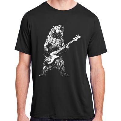 Retro Bear Playing Bass Guitar Bear Guitarist Music Lovers Adult ChromaSoft Performance T-Shirt