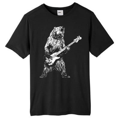 Retro Bear Playing Bass Guitar Bear Guitarist Music Lovers Tall Fusion ChromaSoft Performance T-Shirt