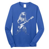 Retro Bear Playing Bass Guitar Bear Guitarist Music Lovers Long Sleeve Shirt