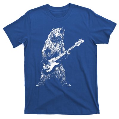 Retro Bear Playing Bass Guitar Bear Guitarist Music Lovers T-Shirt