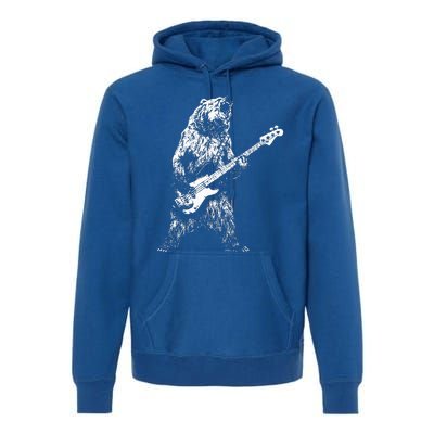 Retro Bear Playing Bass Guitar Bear Guitarist Music Lovers Premium Hoodie