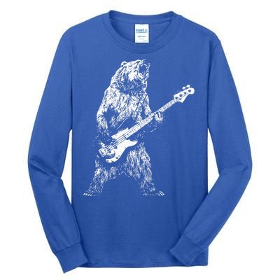 Retro Bear Playing Bass Guitar Bear Guitarist Music Lovers Tall Long Sleeve T-Shirt