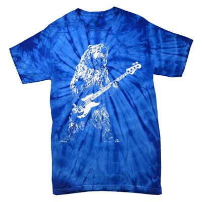 Retro Bear Playing Bass Guitar Bear Guitarist Music Lovers Tie-Dye T-Shirt