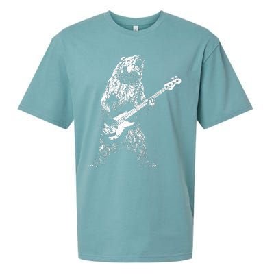 Retro Bear Playing Bass Guitar Bear Guitarist Music Lovers Sueded Cloud Jersey T-Shirt