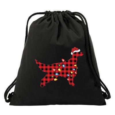 Red Buffalo Plaid Santa Irish Setter Dog Christmas Pajama Sweatshirt Drawstring Bag