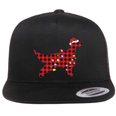 Red Buffalo Plaid Santa Irish Setter Dog Christmas Pajama Sweatshirt Flatbill Hat