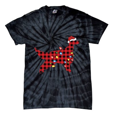Red Buffalo Plaid Santa Irish Setter Dog Christmas Pajama Sweatshirt Tie-Dye T-Shirt