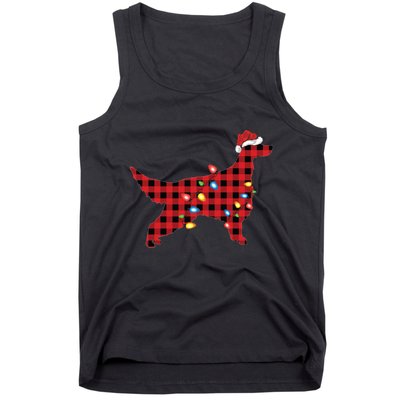 Red Buffalo Plaid Santa Irish Setter Dog Christmas Pajama Sweatshirt Tank Top