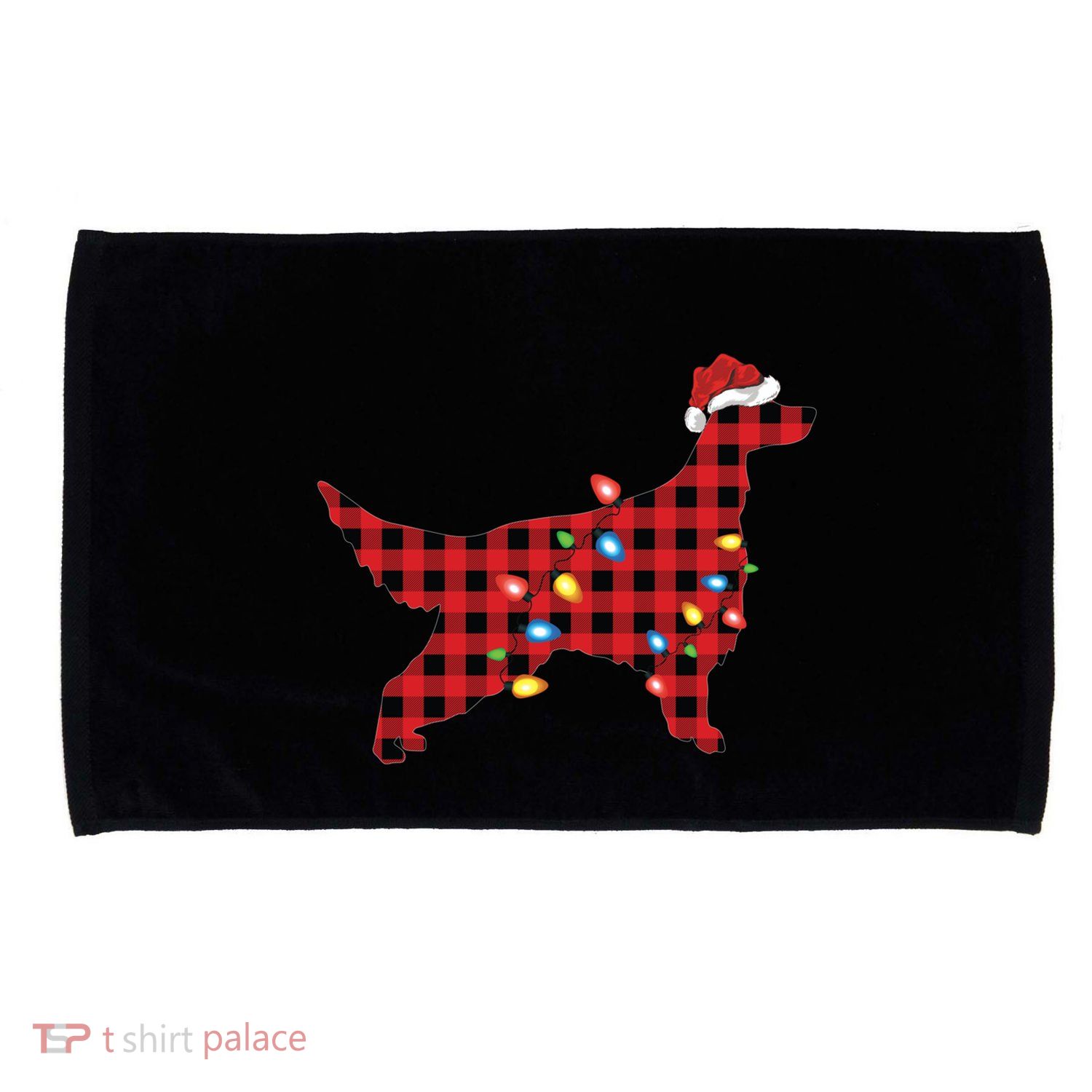 Red Buffalo Plaid Santa Irish Setter Dog Christmas Pajama Sweatshirt Microfiber Hand Towel