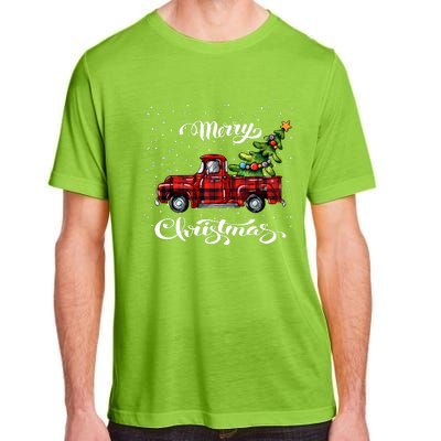 Red Buffalo Plaid Pickup Truck With Tree Merry Xmas Adult ChromaSoft Performance T-Shirt