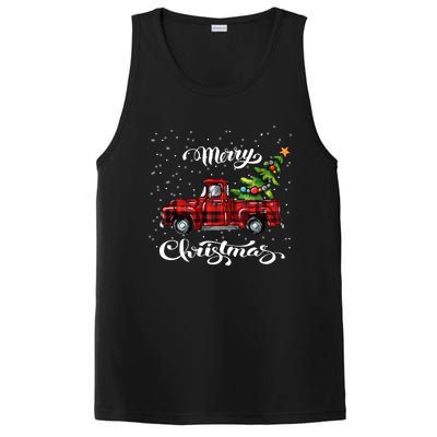 Red Buffalo Plaid Pickup Truck With Tree Merry Xmas PosiCharge Competitor Tank