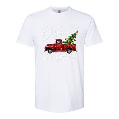 Red Buffalo Plaid Pickup Truck With Tree Merry Xmas Softstyle® CVC T-Shirt