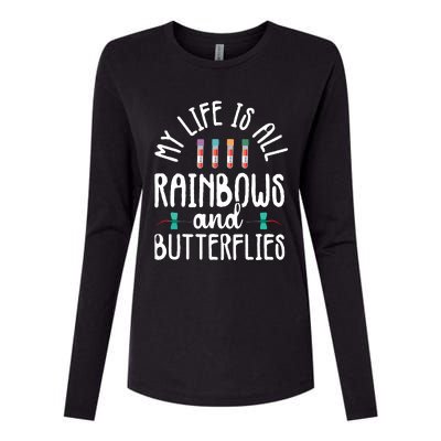 Rainbow Butterflies Phlebotomist Phlebotomy Technician Nurse Womens Cotton Relaxed Long Sleeve T-Shirt