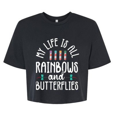 Rainbow Butterflies Phlebotomist Phlebotomy Technician Nurse Bella+Canvas Jersey Crop Tee