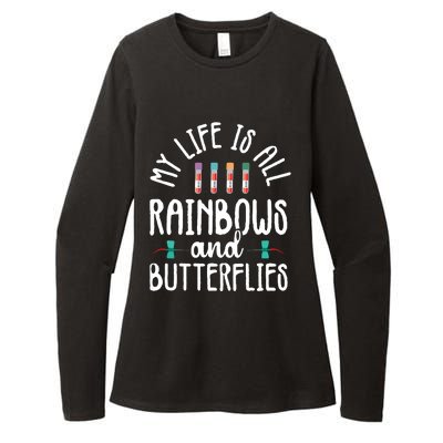 Rainbow Butterflies Phlebotomist Phlebotomy Technician Nurse Womens CVC Long Sleeve Shirt