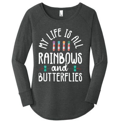 Rainbow Butterflies Phlebotomist Phlebotomy Technician Nurse Women's Perfect Tri Tunic Long Sleeve Shirt