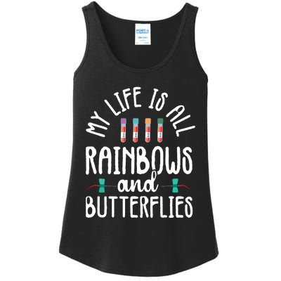 Rainbow Butterflies Phlebotomist Phlebotomy Technician Nurse Ladies Essential Tank