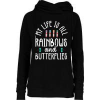 Rainbow Butterflies Phlebotomist Phlebotomy Technician Nurse Womens Funnel Neck Pullover Hood