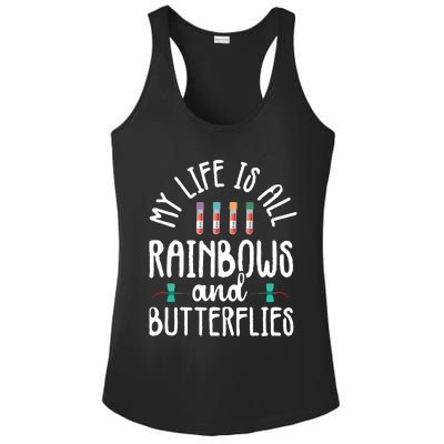 Rainbow Butterflies Phlebotomist Phlebotomy Technician Nurse Ladies PosiCharge Competitor Racerback Tank