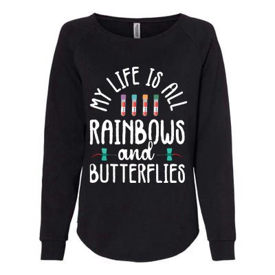 Rainbow Butterflies Phlebotomist Phlebotomy Technician Nurse Womens California Wash Sweatshirt