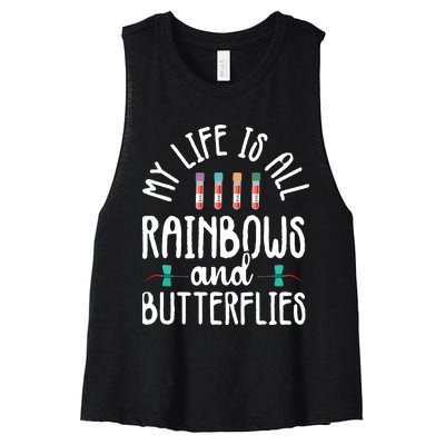 Rainbow Butterflies Phlebotomist Phlebotomy Technician Nurse Women's Racerback Cropped Tank