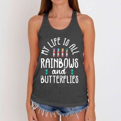 Rainbow Butterflies Phlebotomist Phlebotomy Technician Nurse Women's Knotted Racerback Tank