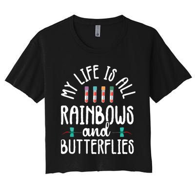 Rainbow Butterflies Phlebotomist Phlebotomy Technician Nurse Women's Crop Top Tee