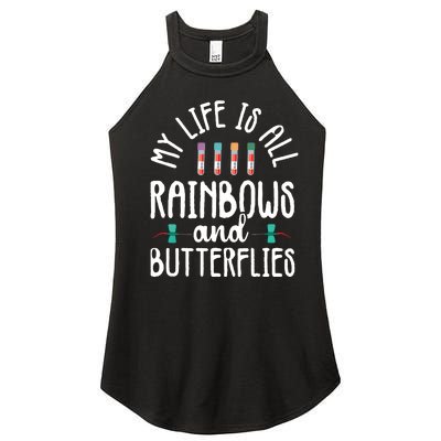 Rainbow Butterflies Phlebotomist Phlebotomy Technician Nurse Women’s Perfect Tri Rocker Tank