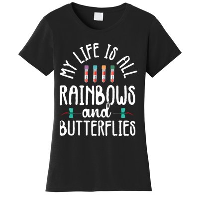 Rainbow Butterflies Phlebotomist Phlebotomy Technician Nurse Women's T-Shirt