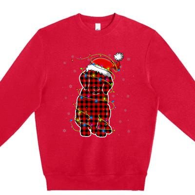 Red Buffalo Plaid Beagle Santa Christmas Pajama Matching Premium Crewneck Sweatshirt