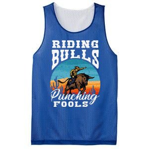 Riding Bulls Punching Fools Cowboy Rodeo & Ranch Lovers Mesh Reversible Basketball Jersey Tank