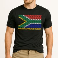Rugby Ball Pattern South Africa Flag Cooling Performance Crew T-Shirt