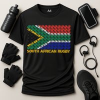Rugby Ball Pattern South Africa Flag Cooling Performance Crew T-Shirt