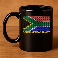 Rugby Ball Pattern South Africa Flag 11oz C Handle Ceramic Mug